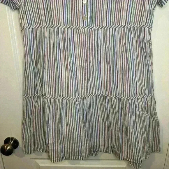 Madewell Striped Crewneck Button Front Tiered Mini Dress Size Medium - Picture 8 of 11